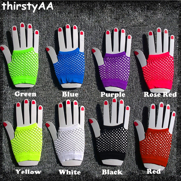 2017 Hot Sale High Quality Neon Short Fishnet Gloves Fish Net Black Fancy Party Dance Club Nylon+Spandex Mesh Short Gloves