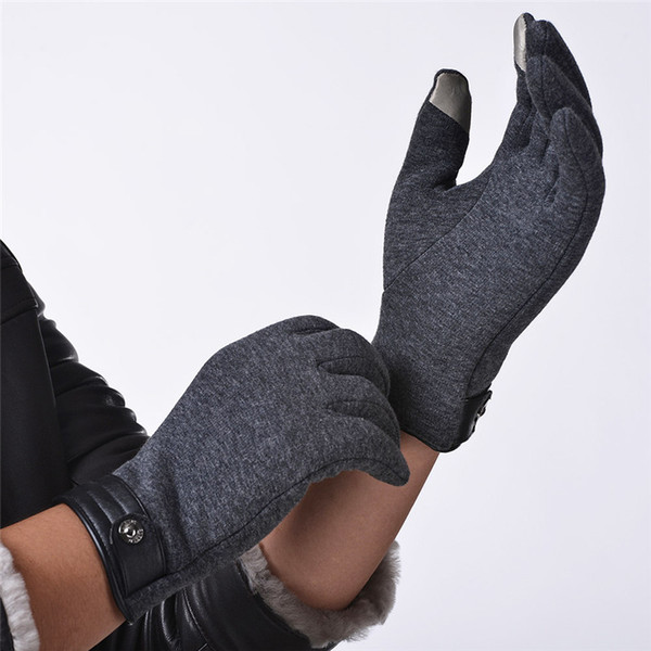 Wholesale-2015 autumn winter men new classic soft cashmere lined fashion flannelette touch screen smart fleece driving gloves mittens