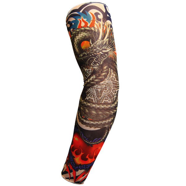 1Pcs Skin Proteive Stretchy Fake Temporary Tattoo Sleeves Arm Stockings Cycling Arm Sleeves Unisex Halloween Costume