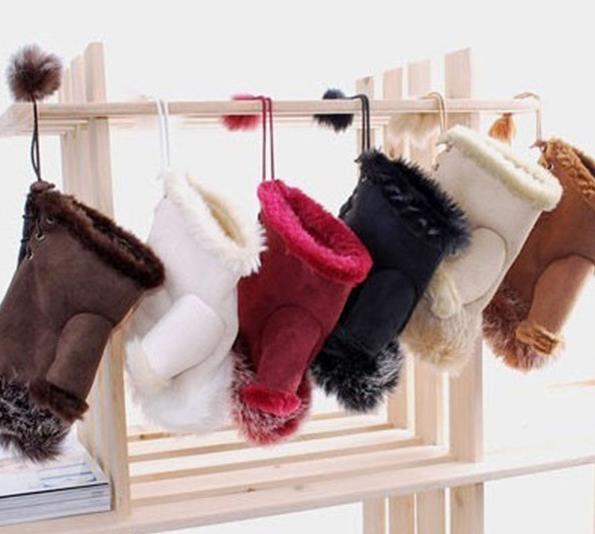 Faux Rabbit Fur leather gloves Fashion Women Five Fingerless Winter Warm Gloves Hand Wrist Warmer