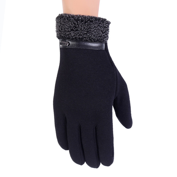 New Winter Autumn Finger Men Gloves Screen Fashion Male Thicken Warm Cashmere Solid Glove Men Mittens Guantes Invierno Hombre