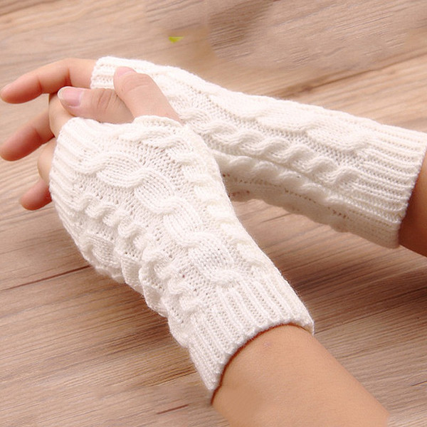 Fashion warm fingerless gloves fashion hand warm twist knitting gloves ladies crochet knit wool gloves 5 style