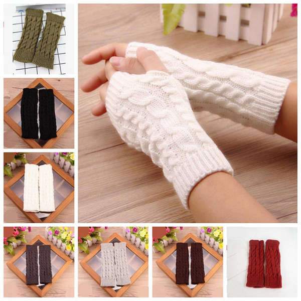 Fashion Fingerless Gloves Winter Warm Women Gloves Twist Knitted Glove For Teenager Girls Students Outdoor Cycle Gloves YL952