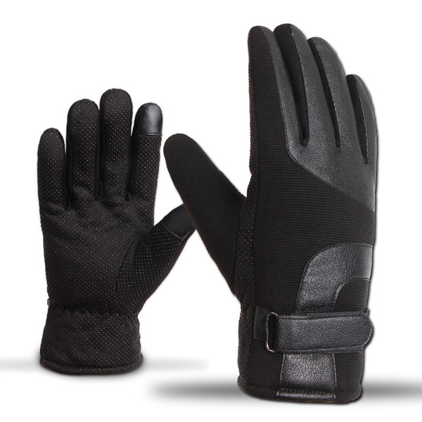 2018 Men's Gloves Leather Winter Touch Mittens Anti Slip Screens Thermal Glove Hand Warmer Gloves Men Guantes handschoenen
