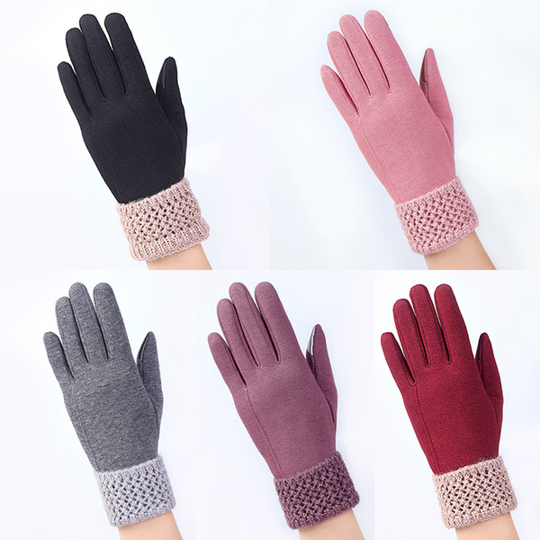 BONJEAN Fashion Women Winter Gloves Knitted Wrist Heated Gloves Female Warm touch Screen Fitness driving glove black pink Mitten