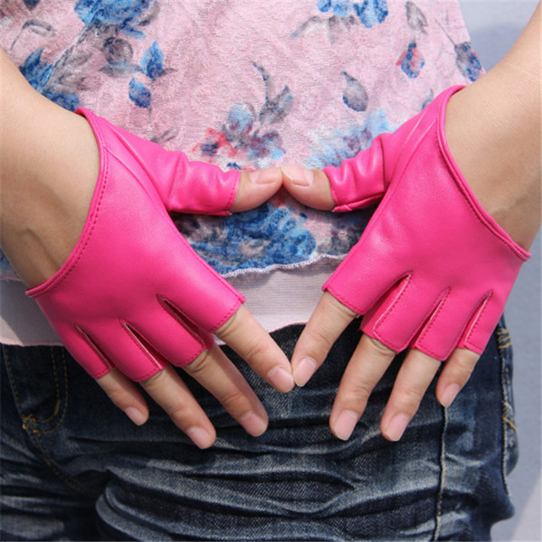 Fashion Half Finger PU Leather Gloves Ladys Fingerless Driving Night Club Pole Dancing Show Gloves Factory Wholesale