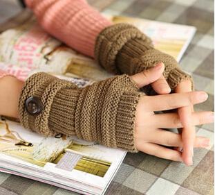 9 Color Hot Sale Winter Multi-Color Buttons Knitting Gloves Fashion Woman Mittens New Fingerless Gloves