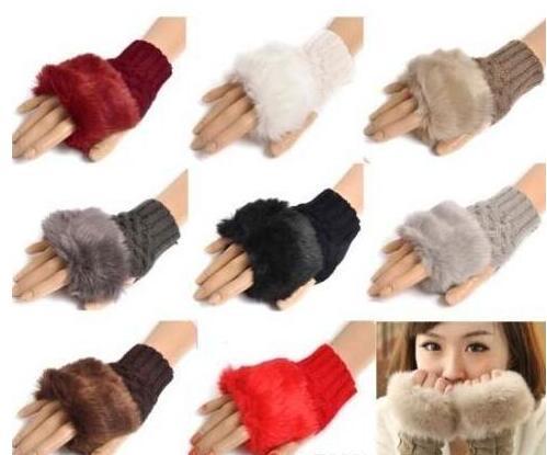 new free shipping 100pcs Fashion Winter Arm Warmer Fingerless Gloves, Knitted Fur Trim Gloves Mitten