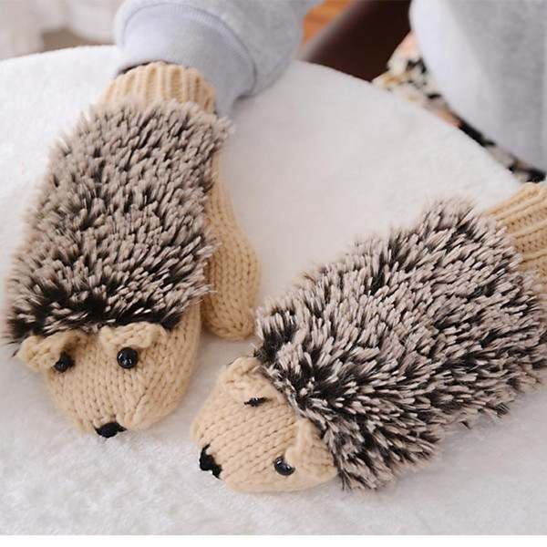 new winter gloves women mittens hedgehog gloves mitten winter fingerless womens heated warm knitted hedgehog mittens