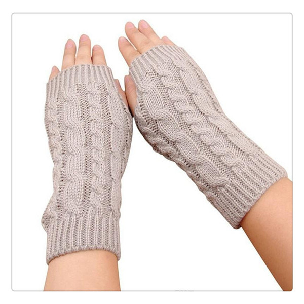 Winter Fashion Solid Crochet Fingerless Knitted Gloves with Thumb Hole for Unisex Cute Multi Color Hand Warmer