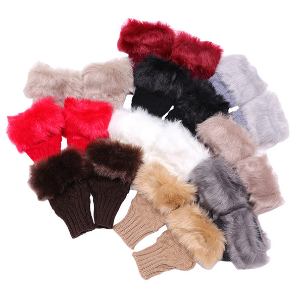 Dew Finger Gloves Knitting Wool Rabbit Hair Keep Warm Half Finger Glove Winter Pure Color Woman Fingerless Gloves 3 28ryE1