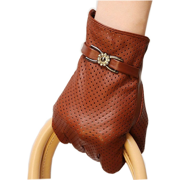 enuine Leather Gloves Women Spring Autumn Thin Fashion Trend Sheepskin Gloves Finger Driving Glove L093NN-5