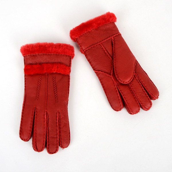 Furs and sheep fur gloves finger-pointing female winter warm padded fashion gloves leather real hair riding outdoors