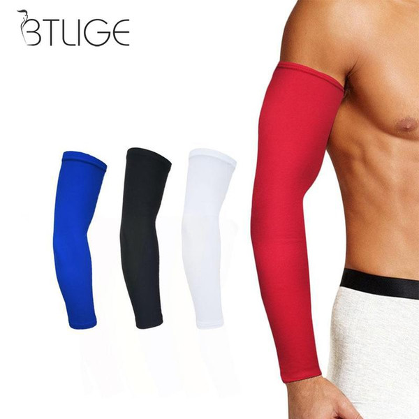 BTLIGE 1 Pair Men Sport Armlet Hand Arm Elbow Protector Arm Sleeves Spandex Basketball Football Sunscreen Long Sleeves