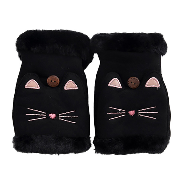 Winter Gloves Women Animal Cute Kawaii Ladies Gloves Cat Cotton Outdoor Fingerless Hiver Handschoenen Eldiven