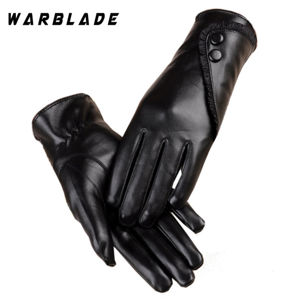 WarBLade Touch Screen PU Leather Gloves Women Winter Mittens Warm Gloves For Woman Guantes Mujer European Style Femme