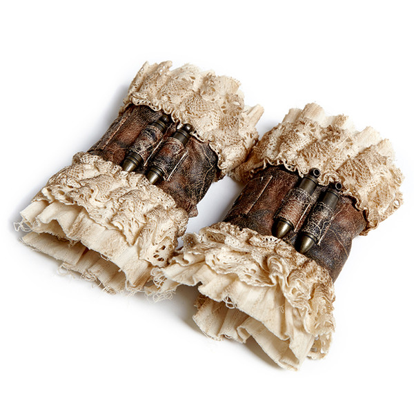 Steampunk Vintage Coffee Gloves for Women Gothic Fashion Short Wrist Gloves Clothing Accessories