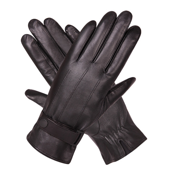 Leather Gloves Man Winter Plus Velvet Thicken Keep Warm Windproof Touch Screen Driving Genuine Leather Gloves Male M18005NC-9