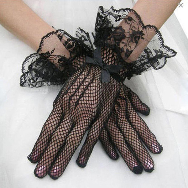 Women New Sexy Lace Bow Tie Knitted Gloves for Clubwear Catsuit Cosplay Costumes Accessories