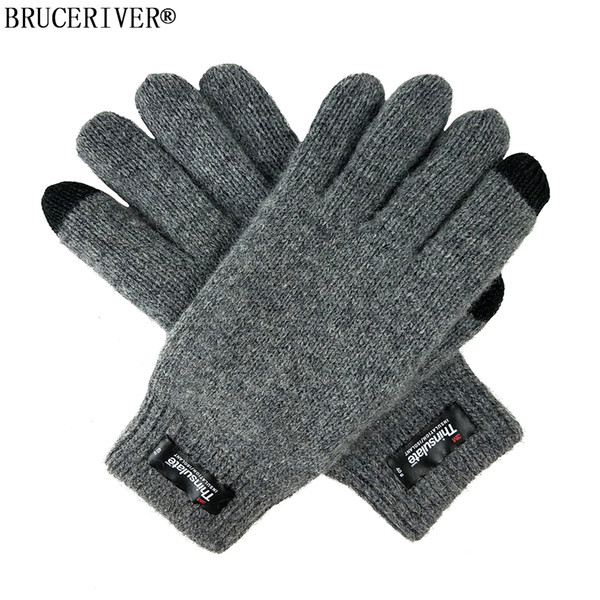 Bruceriver Women's Pure Wool Knitted Touchscreen Gloves with Thinsulate Lining and Rib Cuff