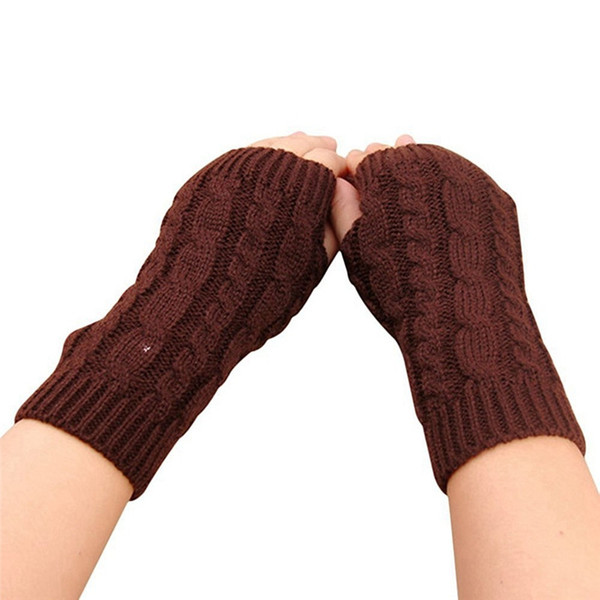 Crochet Fingerless Knitted Gloves with Thumb Hole Winter Autumn Fashion Solid for Unisex Cute Multi Color Hand Warmer