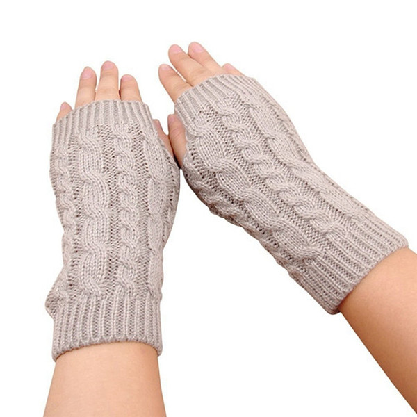 Fashion Crochet Fingerless Knitted Gloves with Thumb Hole Winter Solid for Unisex Cute Multi Color Hand Warmer Comfortable