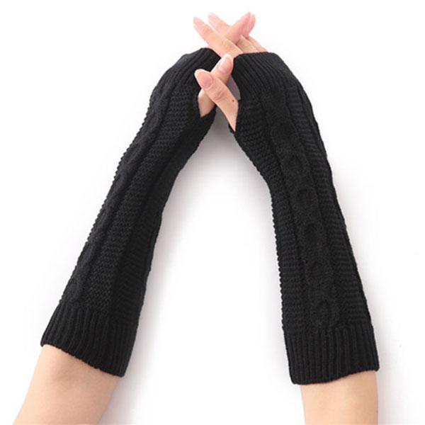 1pair Women Arm Warmers Winter Fashion Flowers Fingerless Gloves Knitted Mitten Long Gloves QL Sale