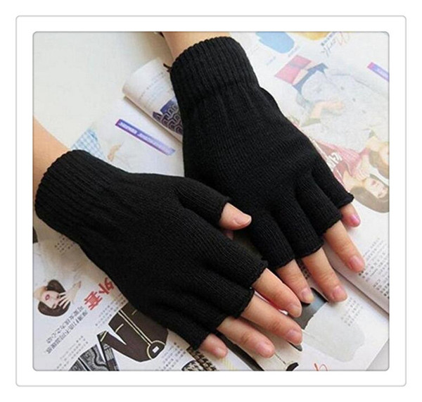 Hot Gloves Unisex Plain Basic Hot Fingerless Winter Knitted Gloves Warm Finger Cover Fingerless Gloves For Women