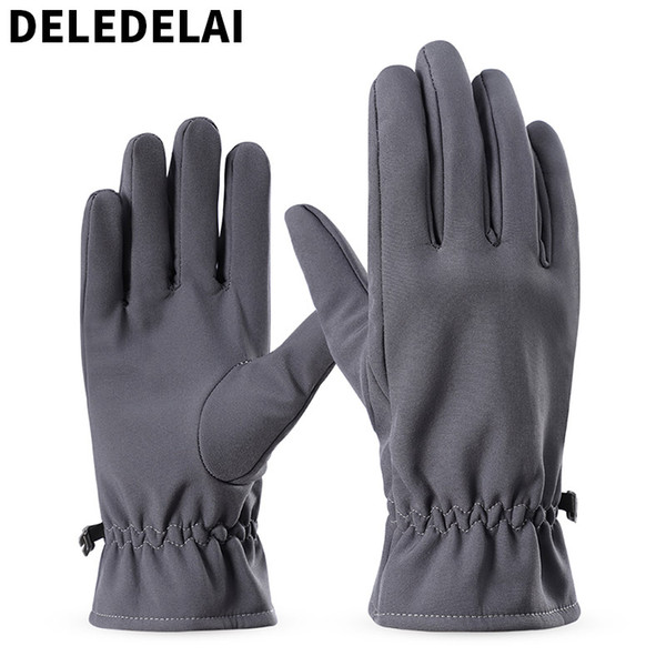 DELEDELAI 2018 new winter autumn warm fashion driving thicken lining men gloves full finger male mittens item number 860