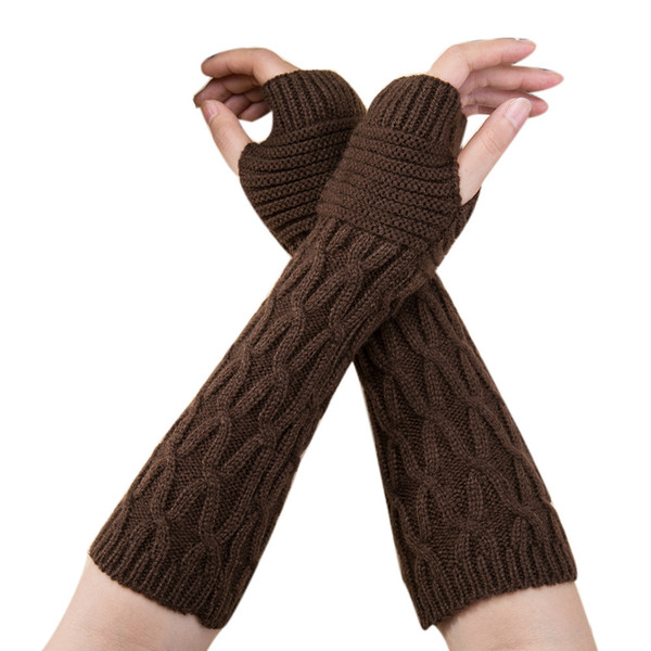 Women'S Winter GlovesFashion Women Winter Wrist Arm Warmer Knitted Long Fingerless Gloves Mitten Guantes