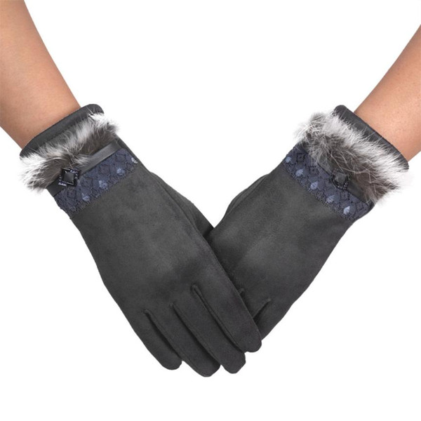 MUQGEW Women Winter Warm Glove Gloves Thick Mitten Full Finger Fashion Men Winter Real Lamb Leather Gloves