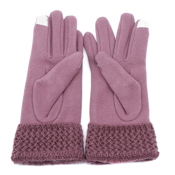 New Women Winter Warm Mittens gloves Female Full Fingers Gloves Suede Stitching Wrist Weaved Knit Mittens 1 Pair