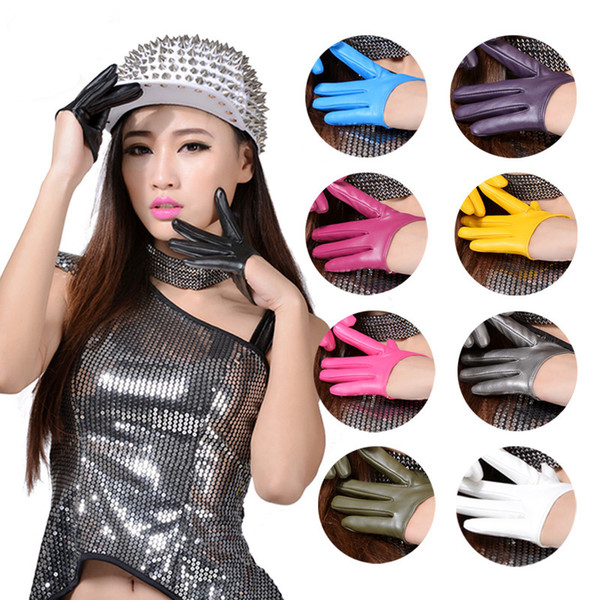 Fashion Women Leather Gloves Ladies Show Dance Short Leather Gloves For Driving Semi-Palm Fingertips Accessories guantes mujer