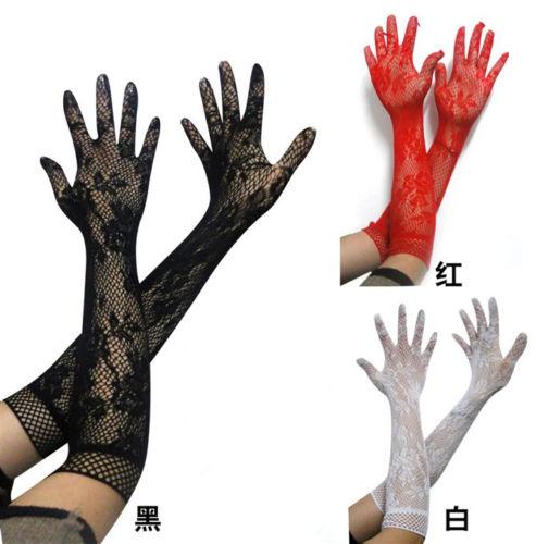 Sexy lace gloves 2017 hot sale wholesale women's summer sunscreen thin long UV blocking gloves black Lace 3 colors