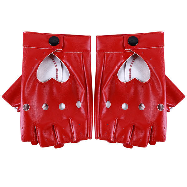 Bigsweety Women Pu Leather Gloves Luvas Guantes Mujer For Women Girls Red Balck White Loving Heart Gloves