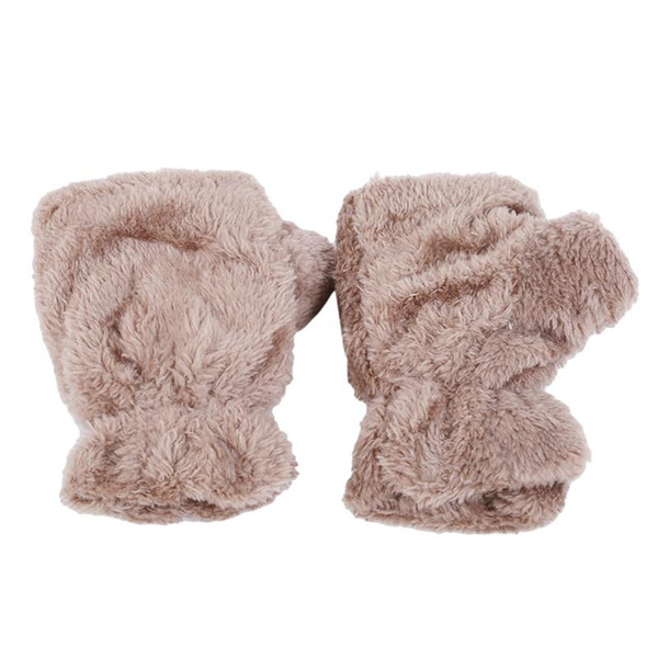 2018 New 1 Pair Winter Warm Women Rabbit Fur Fingerless Gloves Knitted Chic Warm Half Finger Fluffy Female Mittens