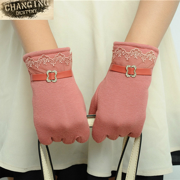 High Quality Winter Fashion Women's Touch Screen Glove Ladies Lovely Cotton Keep Warm Mittens Multi-color Gloves for Females