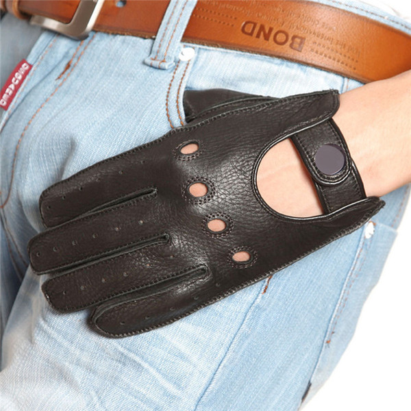 Hot Men'S New Sheepskin Gloves Men'S Driving Anti-Skid Full Finger Gloves Imitation Deerskin M045W-5