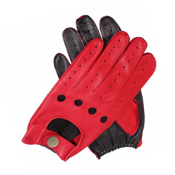 Fashion Male Genuine Leather Gloves Sheepskin Mens Wrist Unlined Breathable Genuine Fashion Driving Gloves Men Mittens