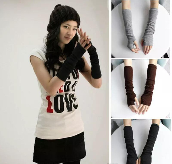 winter women warm knitting long gloves half finger finger wrist without finger gloves warm sleeves 1000 pcs