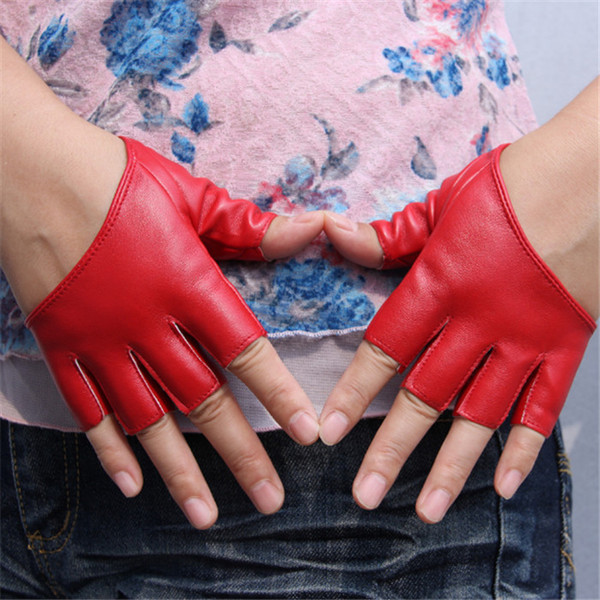 Fashion Half Finger PU Leather Gloves Ladys Fingerless Driving Night Club Pole Dancing Show Gloves Factory Wholesale