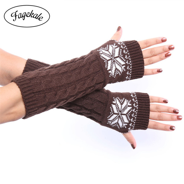 FAGEKALE Female Gloves Lovely Knitted Cartoon Gloves Without Fingers Mitten Winter Women Half Finger Ladies Fingerless Warm New