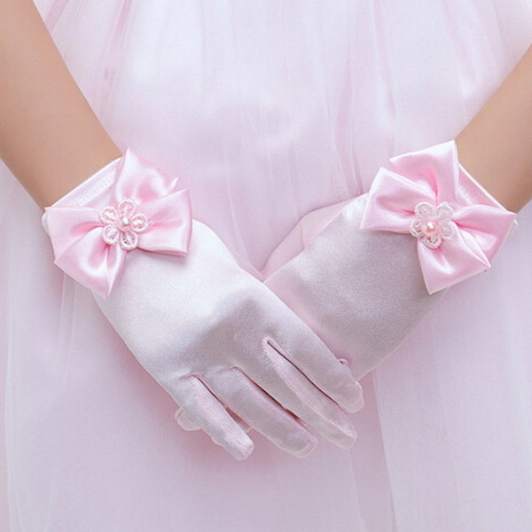 1 pair Charming Flower Girl Party Bowknot Female fingerless gloves mittens women Ceremony Communion Accessories