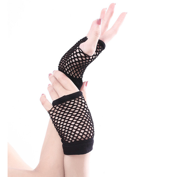 Womens Short Fishnet Net Fingerless Mesh Gloves Punk Rock Costume Night club glove