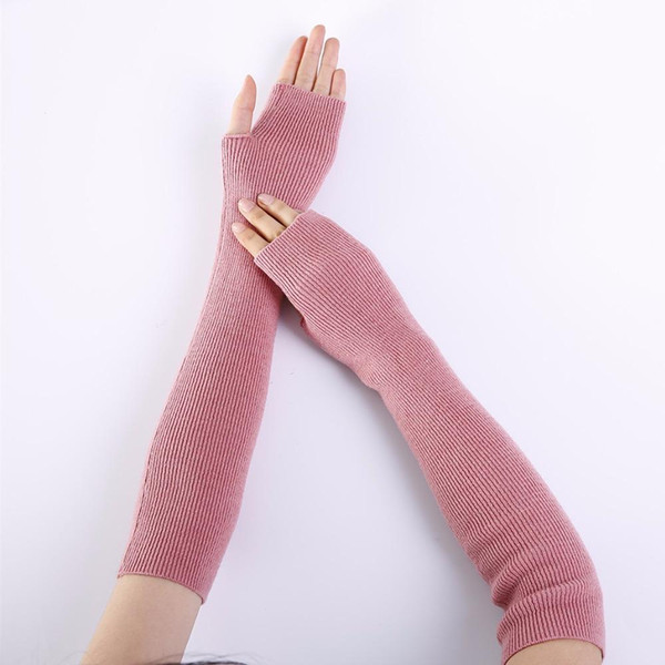 Ubetoku 2017autumn women's warm soft cashmere knitting arm warmers solid colors mittens gloves(st9)