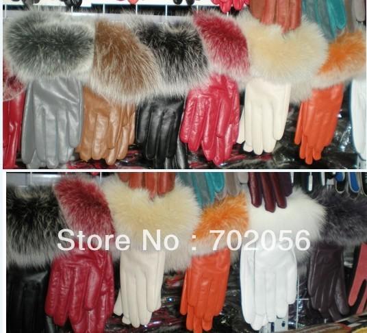 Fox Fur Real leather gloves GLOVES 5pairs/lot FASHION WARM #2481