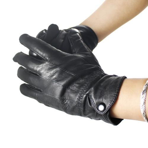 2016 Hot And Fashion Warm Women Real Sheepskin Leather Gloves Winter Cape Gloves Black Wrist Gloves