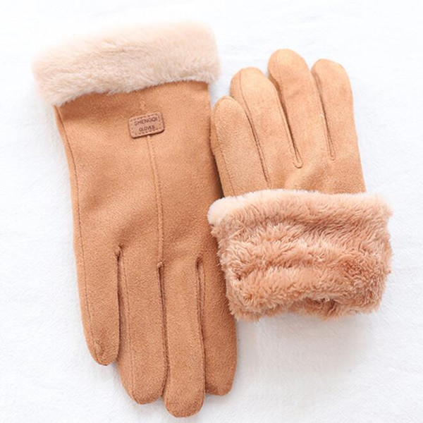 winter glove for women faux suede gloves gloves double thickening warm winter new touch screen gloves