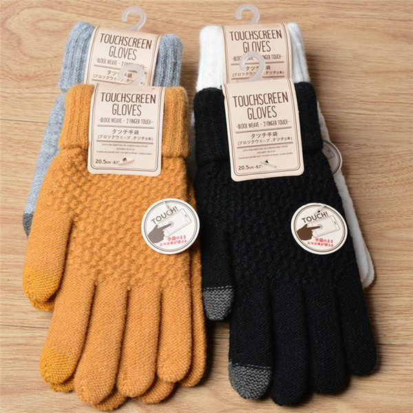 Stylish Imitation Cashmere Knitted Telefingers Gloves Winter Warm Mittens Gift for Adults Women Multi Color Creative Fashion