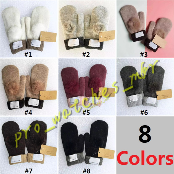 Fashion Yojojo Women's Brand Gloves For Winter And Autumn Cashmere Mittens Gloves With Lovely Fur Ball Outdoor Sports Warm Winter GlovesD048